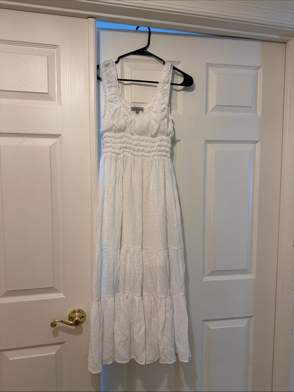 White Sleeveless Smocked Maxi Dress